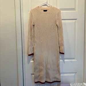 En saison Cream & Rust Knit Long Sleeve Midi Sweater Dress - Size Small